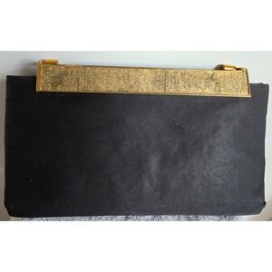 VTG Berger Bags Metal Relief Clutch Black Classic Evening Bag Purse Handbag